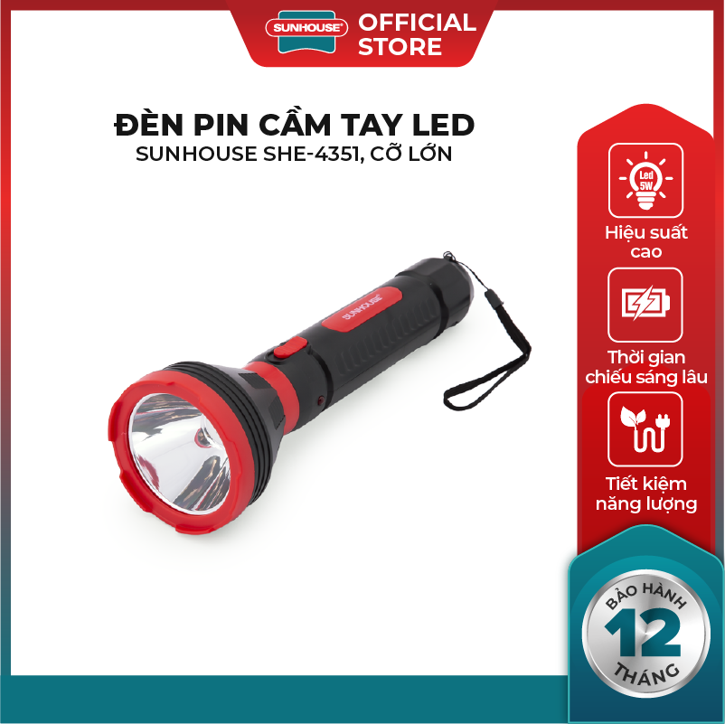 Đèn pin cầm tay LED SUNHOUSE SHE-4351 cỡ lớn