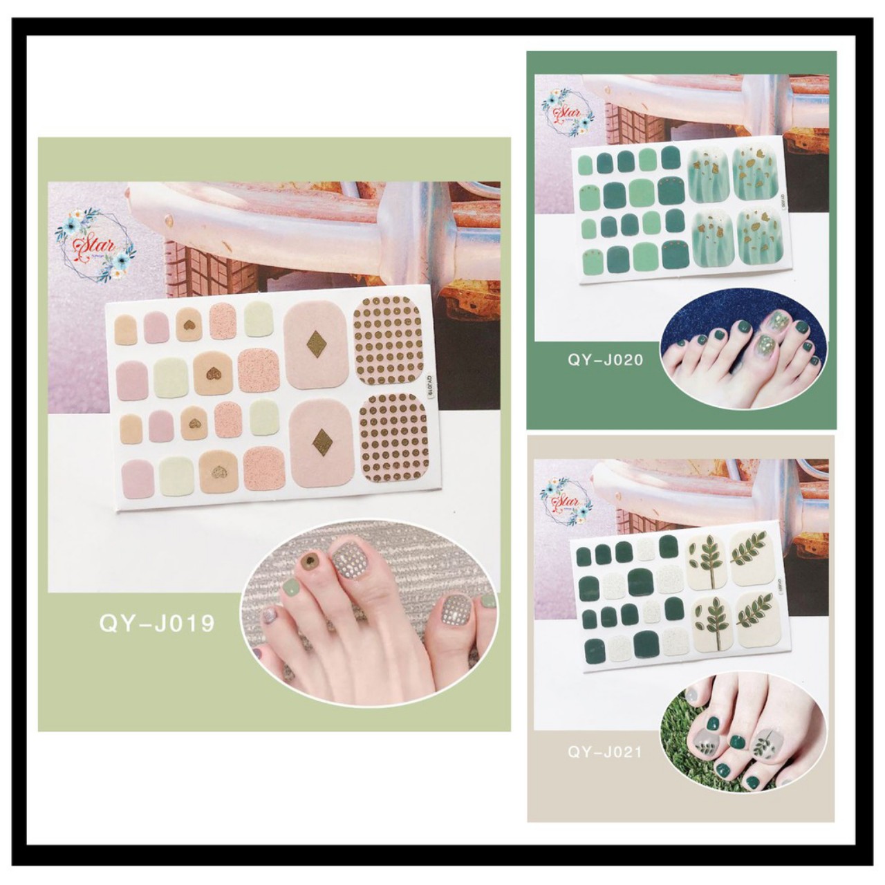 Nail Móng Chân ❌❌ Siêu Cute 3D Nail Stickers ( Tặng Dũa Móng Chân )