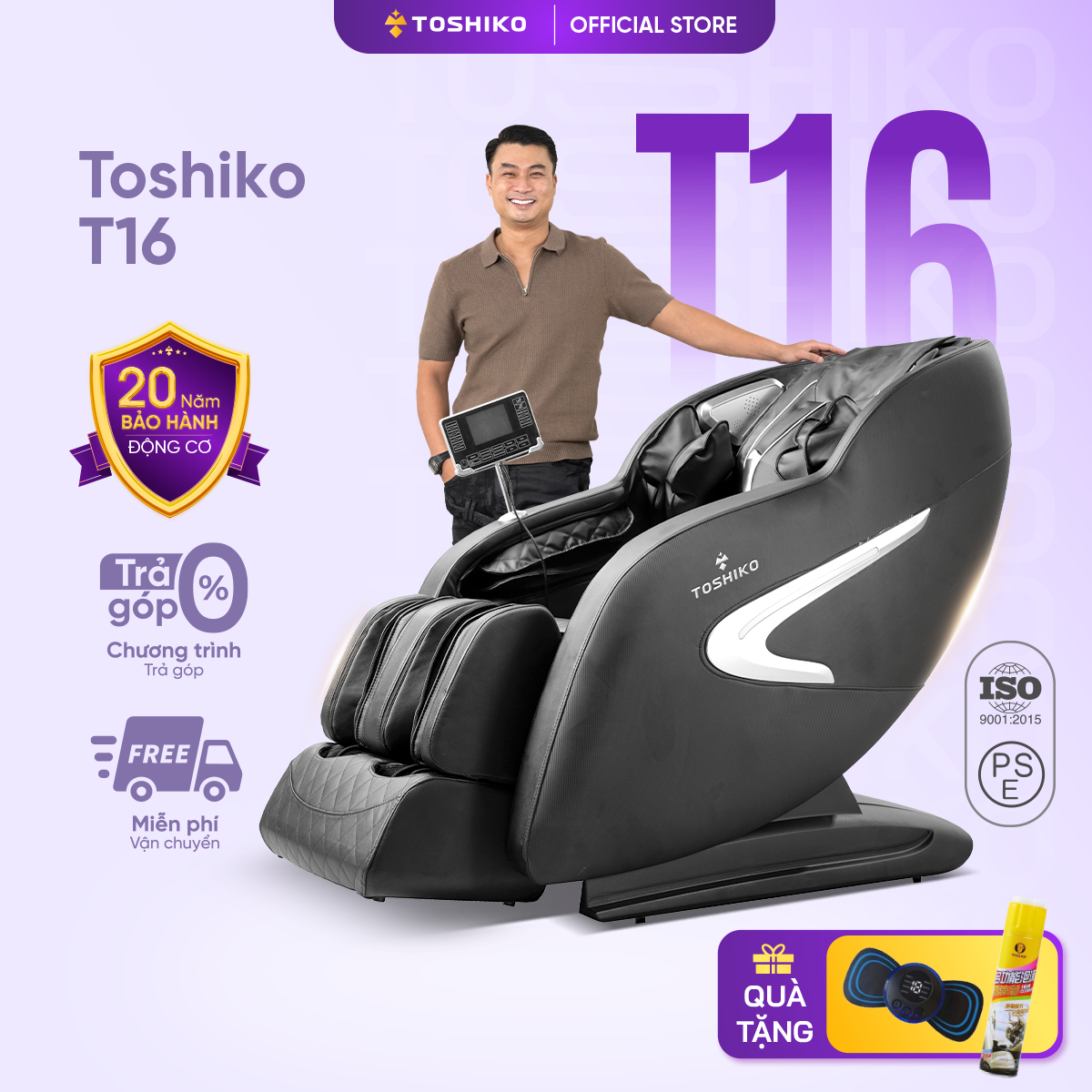 Ghế Massage Toàn Đa Năng Toshiko T16 - Sở hữu con lăn 4D massage di chuyển Ghế Matxa Toàn Thân Cao