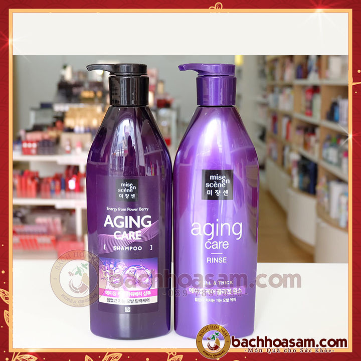 Dầu Gội Chống Lão Hóa Mise En Scene Aging Care Hàn Quốc 680Ml - Dau Goi Misen Mau Tim