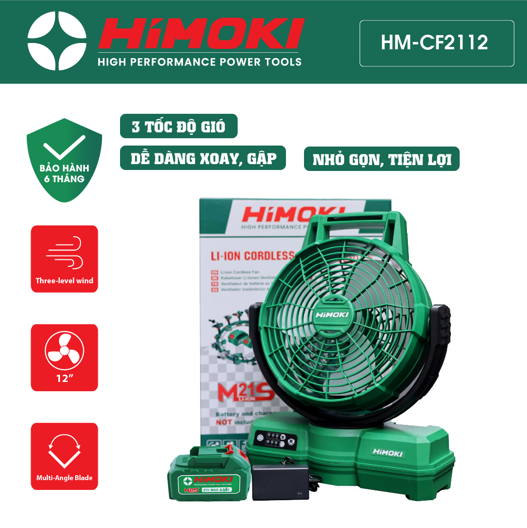 Quạt Tích Điện Himoki Pin Trâu Loại To Himoki Quạt Sạc Tích Điện Mini 12 Tiếng Để Bàn Treo Tường Có Đèn Led Chiếu Sáng Dùng Liên Tục Trong Nhiều Giờ