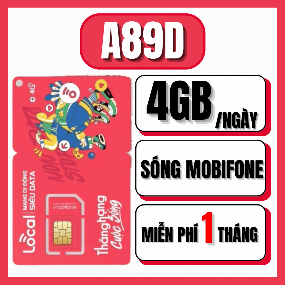 Sim 4G Mobifone MIỄN PHÍ THÁNG ĐẦU Gói Local A45F A68D A69 A79 A89 A89D A99 A119 A120 Miễn phí nghe 