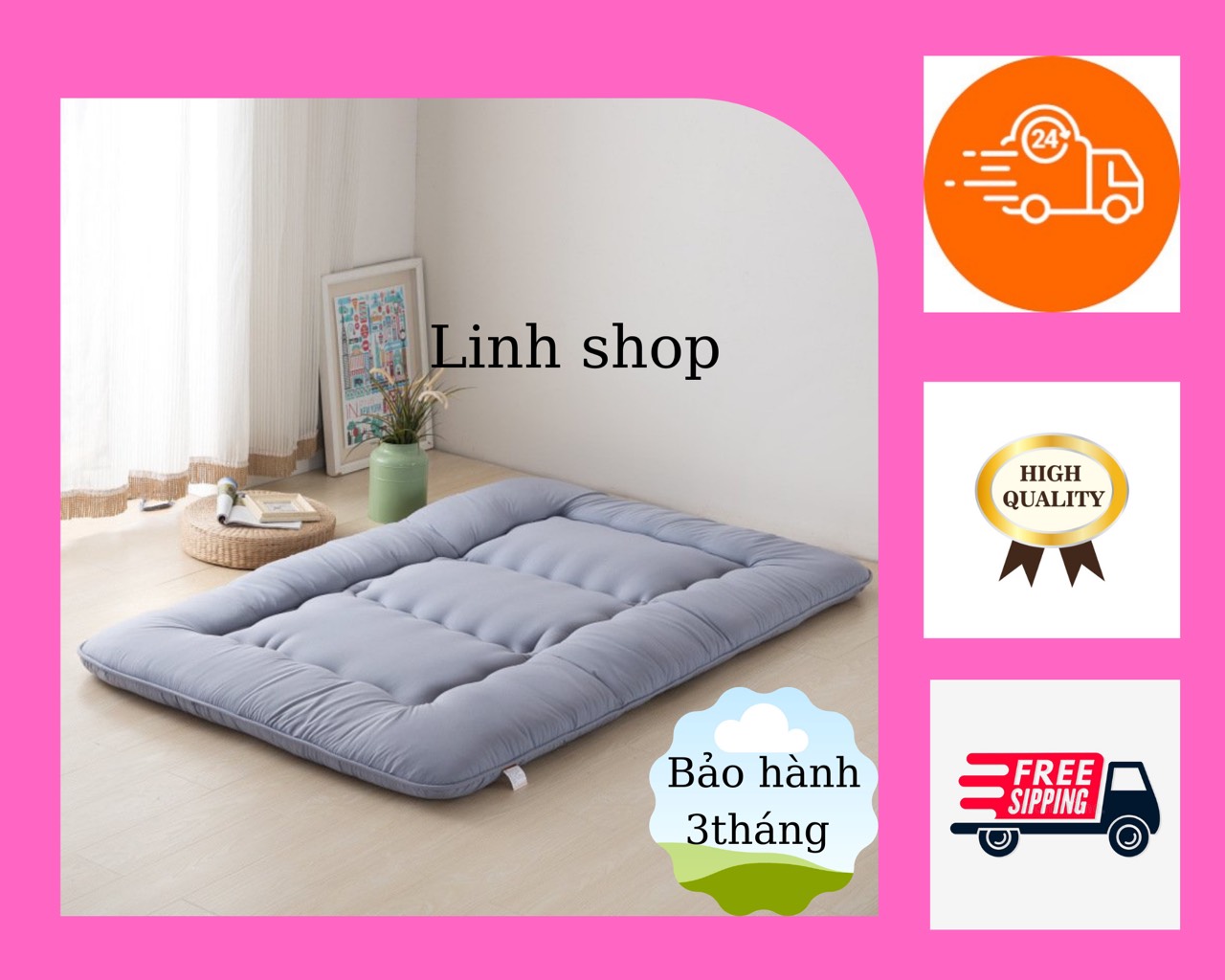 Topper Nệm Bông dày 7-8cm cao cấp hàng chính hãng TAKARA  1m 1m2 1m4 1m6 1m8 dài 2m|Nệm bông xuất nh