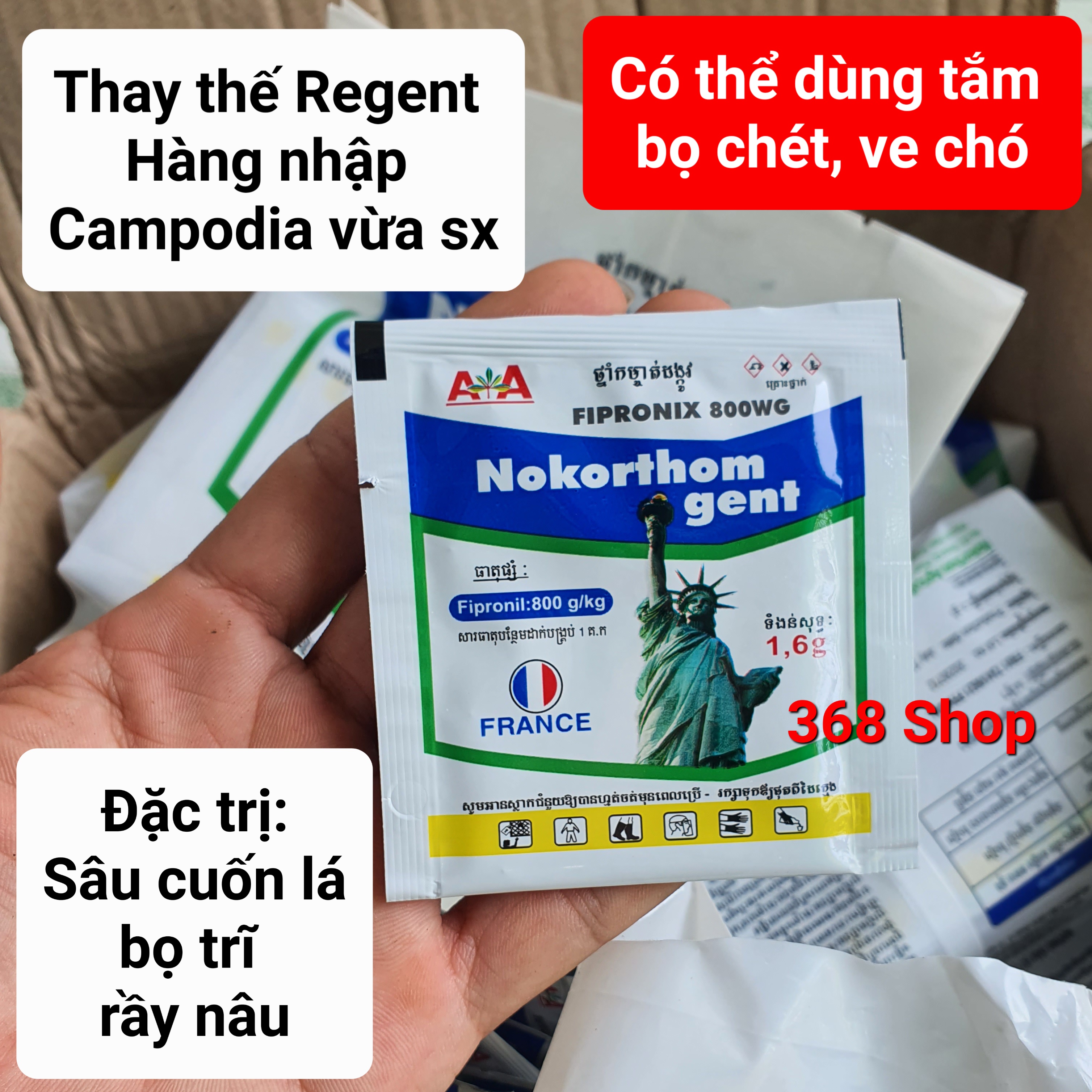 (Combo 5 gói) T (Tương tự 100% regent xưa) Thuốc trừ sâu FIPRONIX 800WG Nokorthom Gent 16g - Đặc trừ
