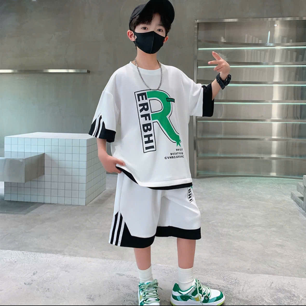 Đồ bộ bé trai từ 18-45kg quần áo bé trai 4-14 tuổi VOCAL nam tính quần áo trẻ em thấm hút mồ hôi t