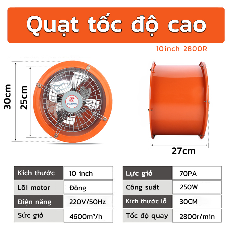 🔥 Quạt Hút Nhà Bếp / Quạt hút công nghiệp /Quạt thông gió nhà xưởng / Động cơ tốc độ cao & lực 