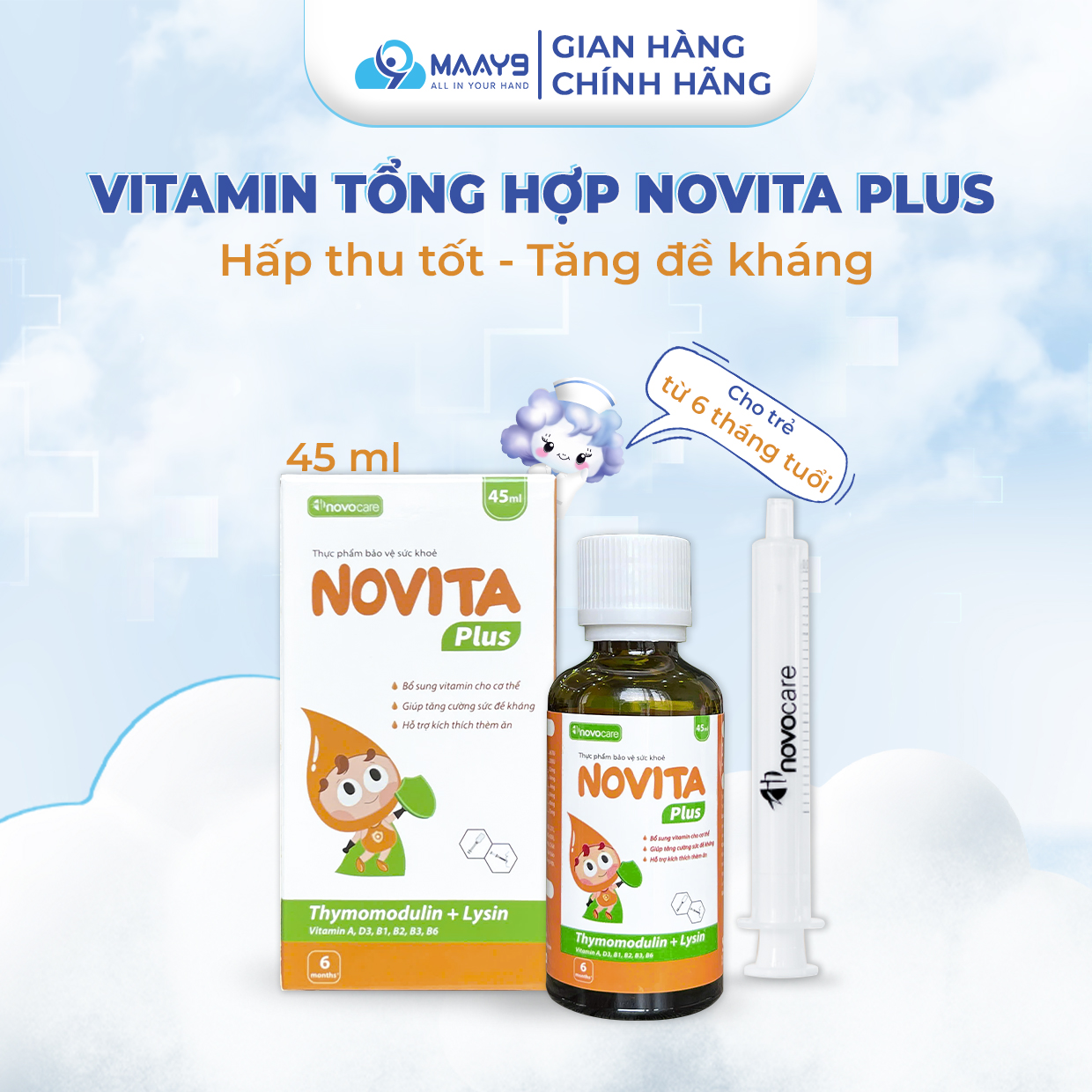 Vitamin tổng hợp Novocare Novita drops cho bé ăn ngon đề kháng tốt bổ sung vitamin A C PP B2 B6 B1 D