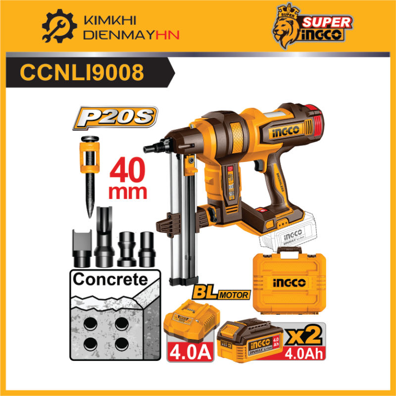 Máy bắn đinh bê tông dùng pin 20V INGCO CCNLI9008 (có pin sạc)
