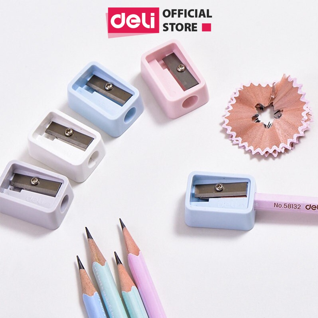 Gọt bút chì mini Deli - Hồng Cam Xanh dương Xanh lá - 1 cái màu ngẫu nhiên - Chất liệu ABS bền bỉ lưỡi dao không ghỉ - 594