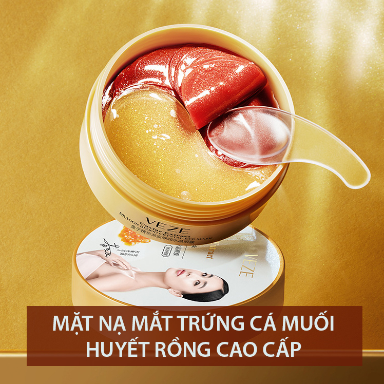 Mặt Nạ Mắt Huyết Rồng - Trứng Cá Muối Dưỡng Ẩm Giảm Thâm Mờ Nhăn Hộp 60 Miếng Venzen Nội Địa Trung