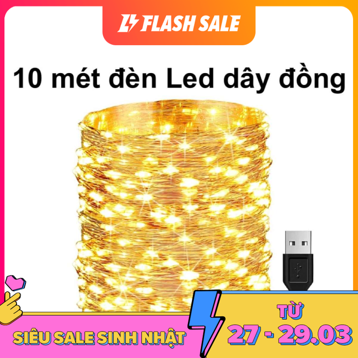 10m Dây đèn led trang trí Dây Đèn led dây đồng sử dụng cổng USB 5v không chớp nháy Led Fairy Light/ Đèn led đom đóm dùng trang trí phòng ngủ nhà cửa giáng sinh noel năm mới Kyto Shop