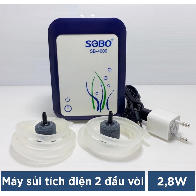 Máy Sục oxy bể cá, máy sủi oxy SOBO SB-1102 1 vòi và SB-1106 2 vòi