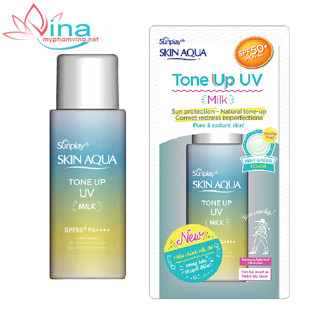 [HCM]Sữa chống nắng hiệu chỉnh sắc da Mint Green Sunplay Skin Aqua Tone Up UV Milk 50ml (chai xanh)