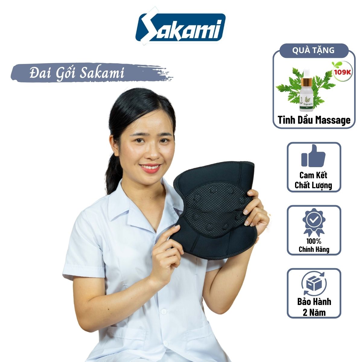 Đai Gối Sakami Đá Nóng Nhật Bản Giúp Massage Phần Gối Chườm Nóng Mang Lại Hiệu Quả Nhanh Giảm Đau Mỏ