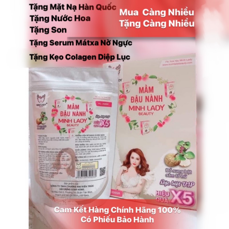 [Mua 2 Tặng 3] Mầm Đậu Nành Minh Lady Sâm Tố Nữ - Tặng Mặt Nạ Hoa Anh Đào+Nạ Mắt Xóa Nhăn+Free Ship