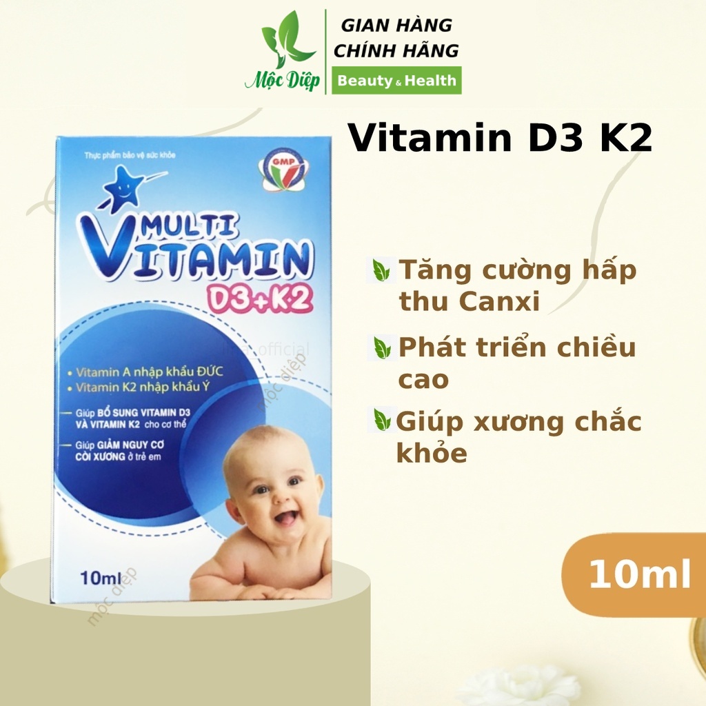Vitamin D3 K2 MK7 cho trẻ sơ sinh Đức Tăng cường hấp thu Canxi Phát triển chiều cao cho bé Mộc Diệp Cosmetic