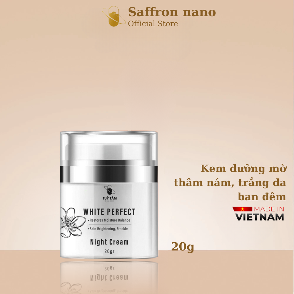 Kem dưỡng trắng sáng và phục hồi da ban đêm Saffron Nano - Tùy Tâm Pharma - 20G