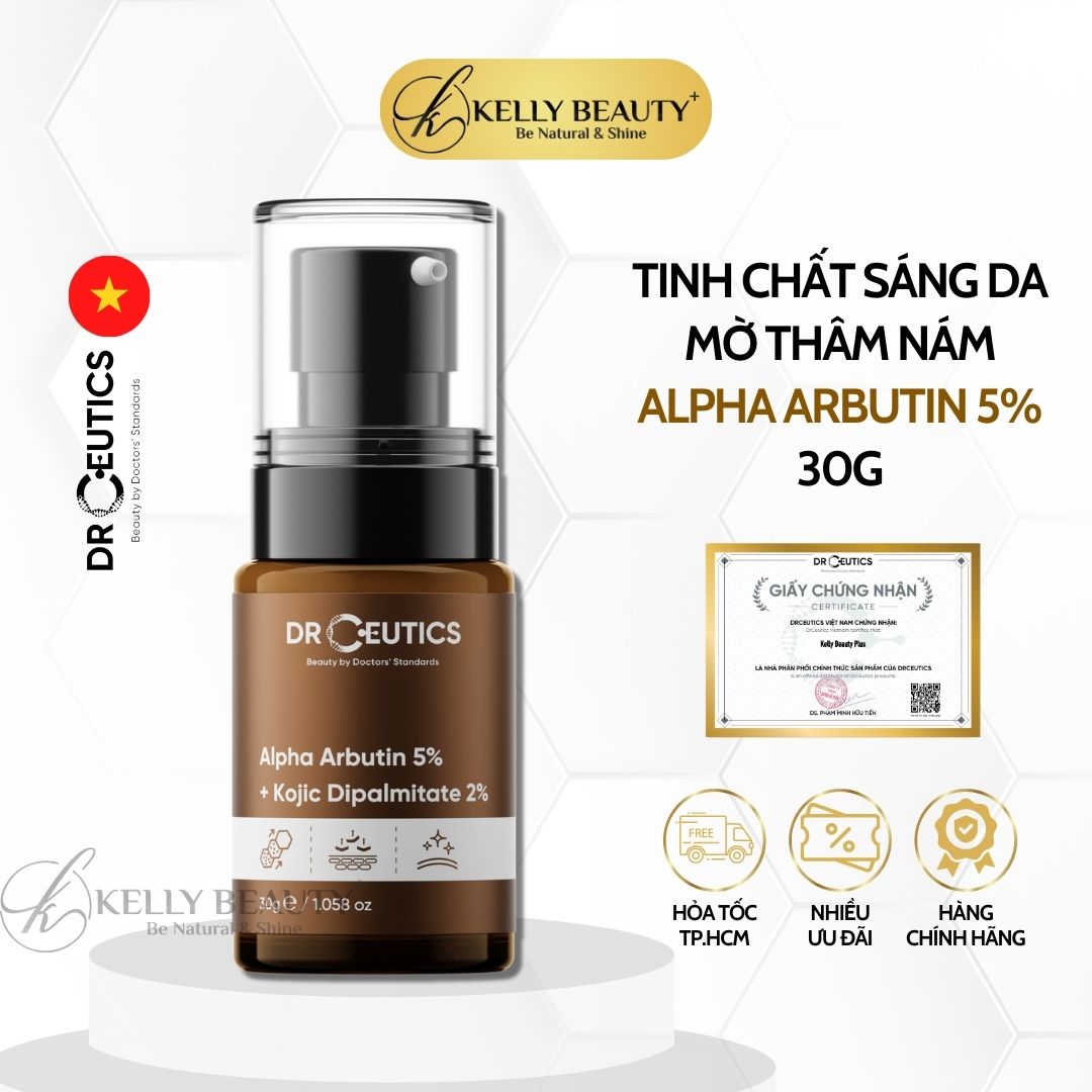 Tinh Chất Trắng Sáng Da DrCeutics Alpha Arbutin 5% + Kojic Dipalmitate 2% | Kelly Beauty