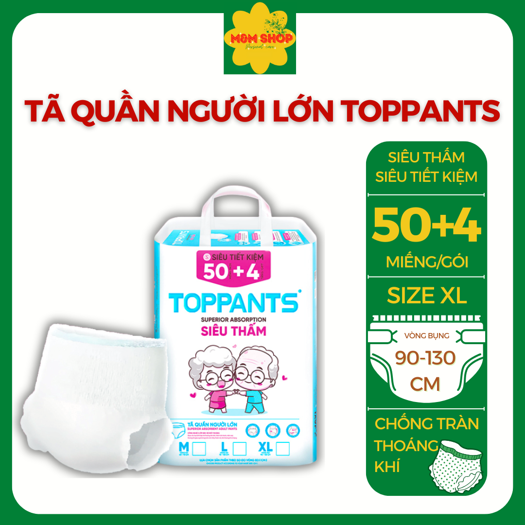 [Rẻ vô địch] Combo 50 miếng Tã quần người lớn A1 size M/L/XL siêu thấm hút tiết kiệm chống tràn