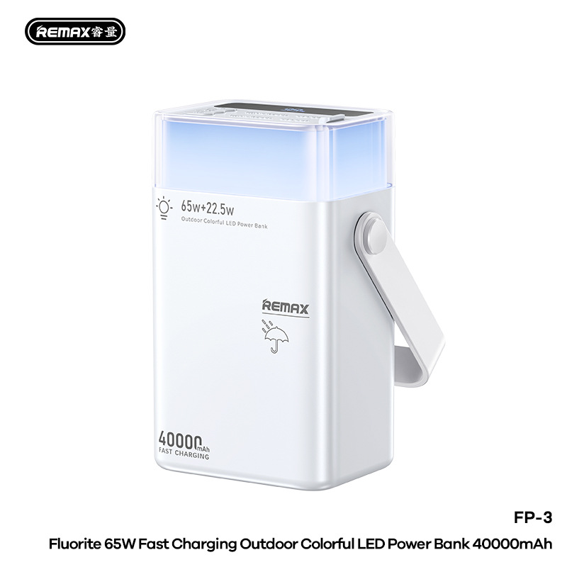 Pin sạc dự phòng Remax FP-3 40000mAh 2 cổng TypeC PD In / Out 65W  2 USB-A Out 22.5W Đèn Led đa màu 