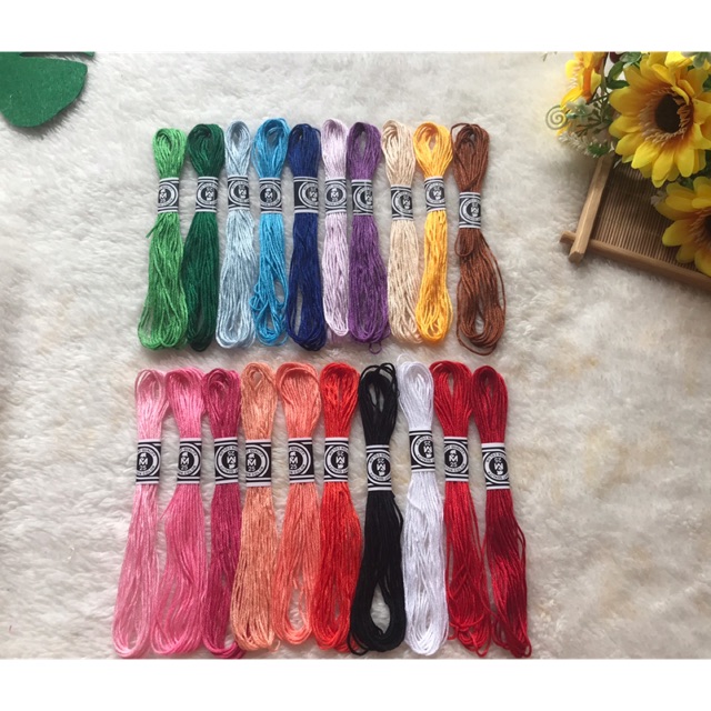 Tép Chỉ thêu cotton nhiều màu xinh xắn dùng thêu thùa may vá chỉ thêu tốt không ra màu khi giặt