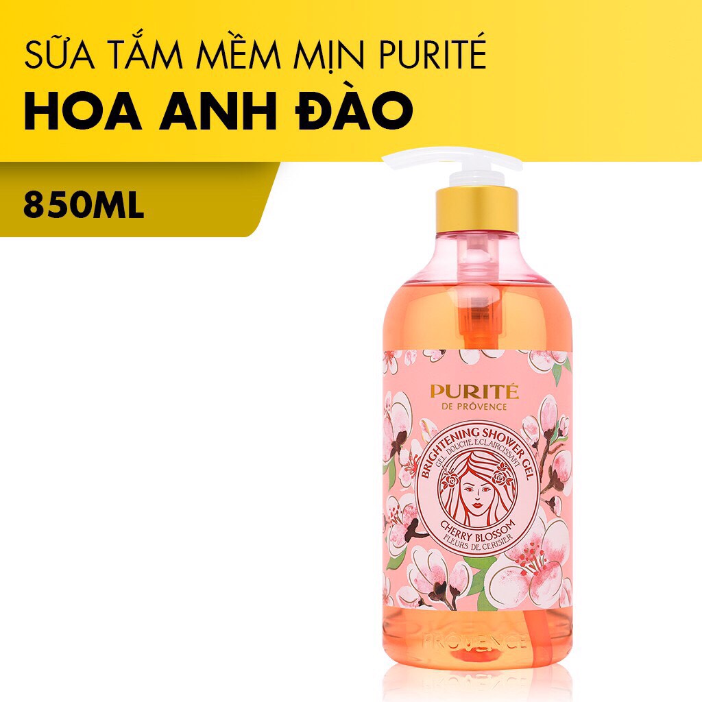 Sữa Tắm PURITÉ Sáng Mịn Hương Hoa Anh Đào 850ml