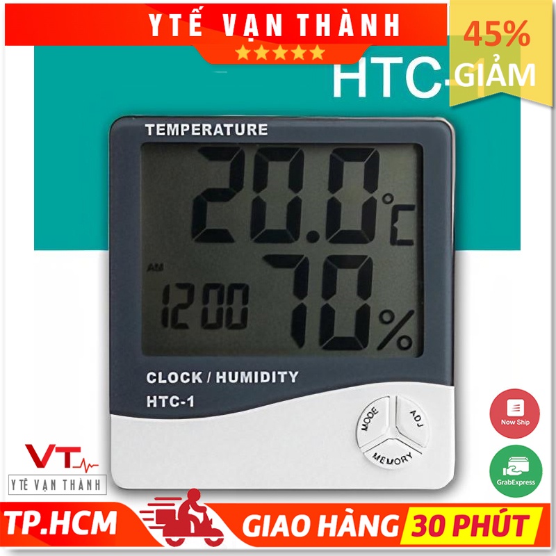 ✅ [Bh 6Th] Nhiệt Ẩm Kế Điện Tử: Htc - 1 Tích Hợp Đồng Hồ - Vt0482 [ Y Tế Vạn Thành ]