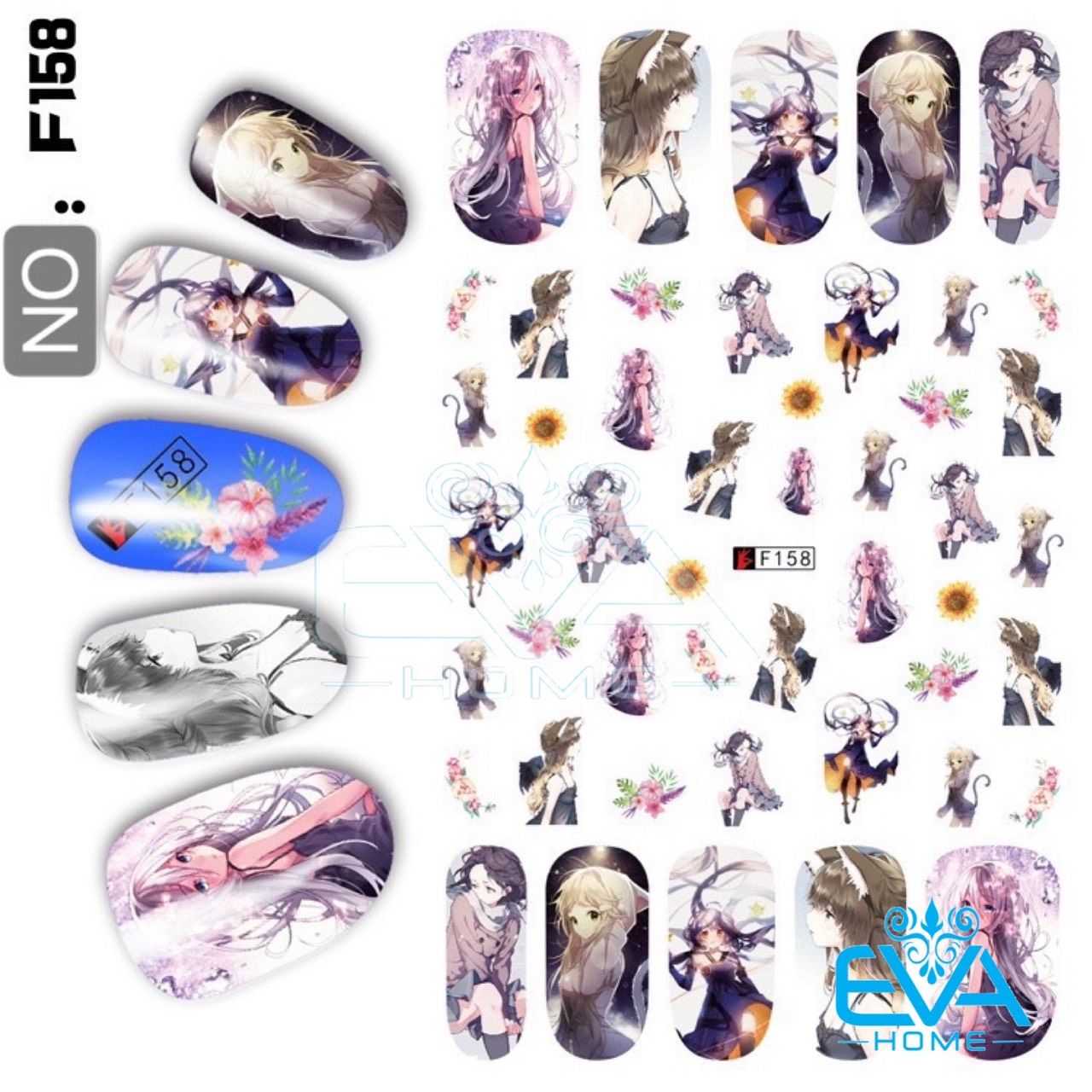 [Hcm]Decal Dán Móng Tay 3D Nail Sticker Hoạ Tiết Nhân Vật Truyện Tranh Phong Cách Nhật Bản Anime Girls F158