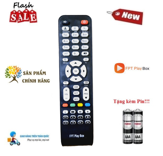 Remote Điều khiển đầu thu FPT Play Box 2017- Hàng chính hãng mới Tặng kèm Pin!!!