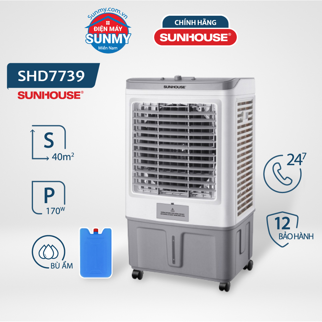 Quạt điều hoà sunhouse SHD7739 170W 45L nút cơ siêu bền  quạt công nghiệp  máy làm mát không khí sunhouse diện tích sử dụng lên tới 40m  quạt hơi nước - Hàng trưng bày thanh lý bảo hành 12 tháng