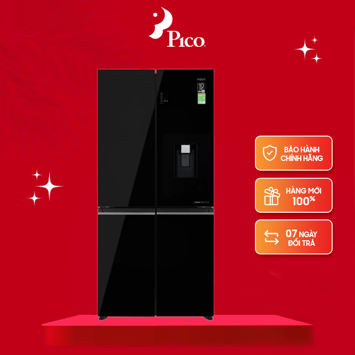 Tủ lạnh Aqua Inverter 469 lít Multi Door AQR-M536XA(WGB) - Đen, Kính chịu lực, 4 cánh