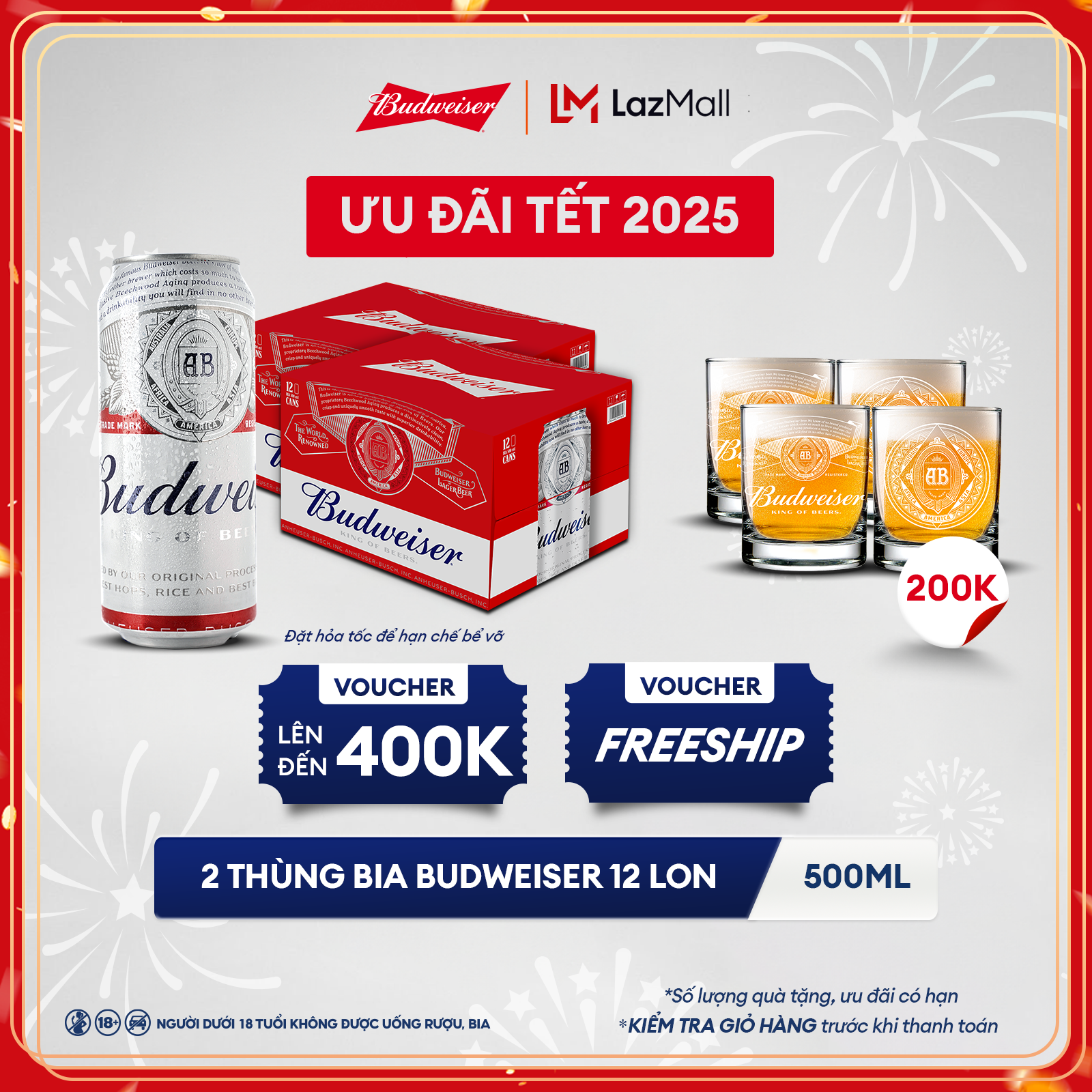 Combo 2 Thùng 12 Lon Bia Budweiser (500ml/lon)