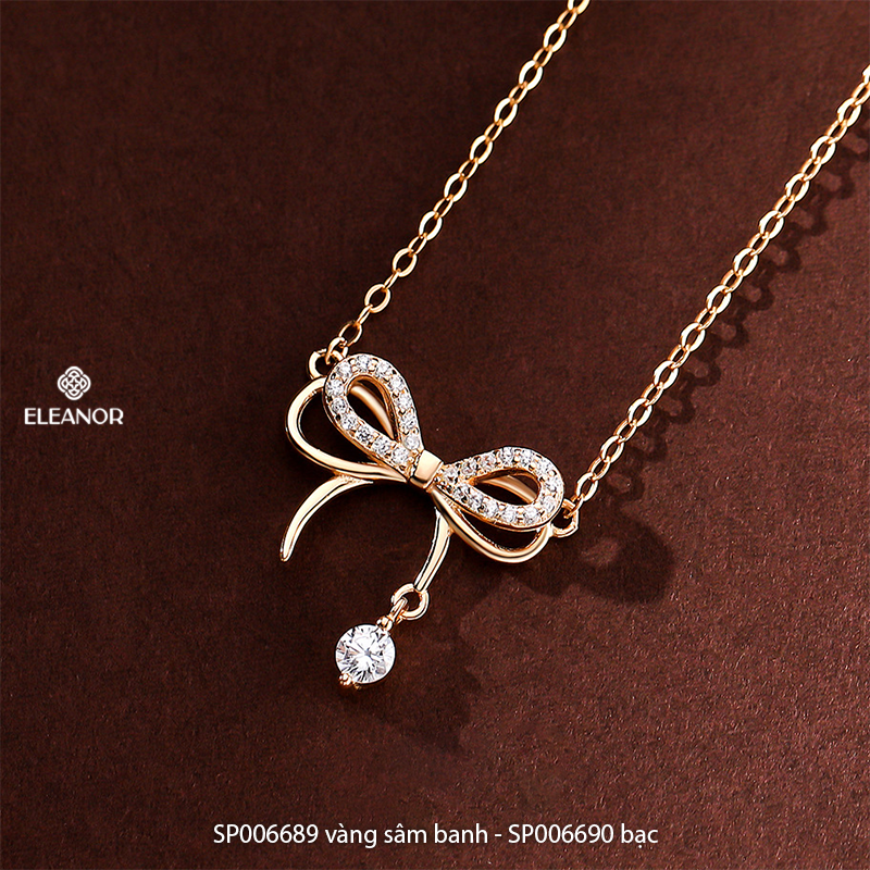 Dây chuyền bạc nữ Eleanor Accessories vòng cổ hình nơ đính đá phụ kiện trang sức 6800