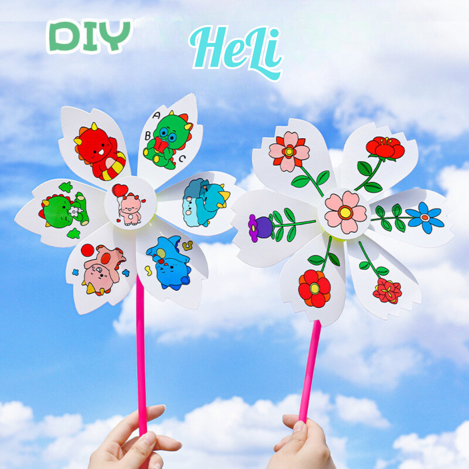 HK0208 ĐỒ CHƠI CỐI XOAY GIÓ TÔ MÀU DIY THỦ CÔNG NHIỂU CHỦ ĐỀ SÁNG TẠO ĐỘC ĐÁO CHO BÉ