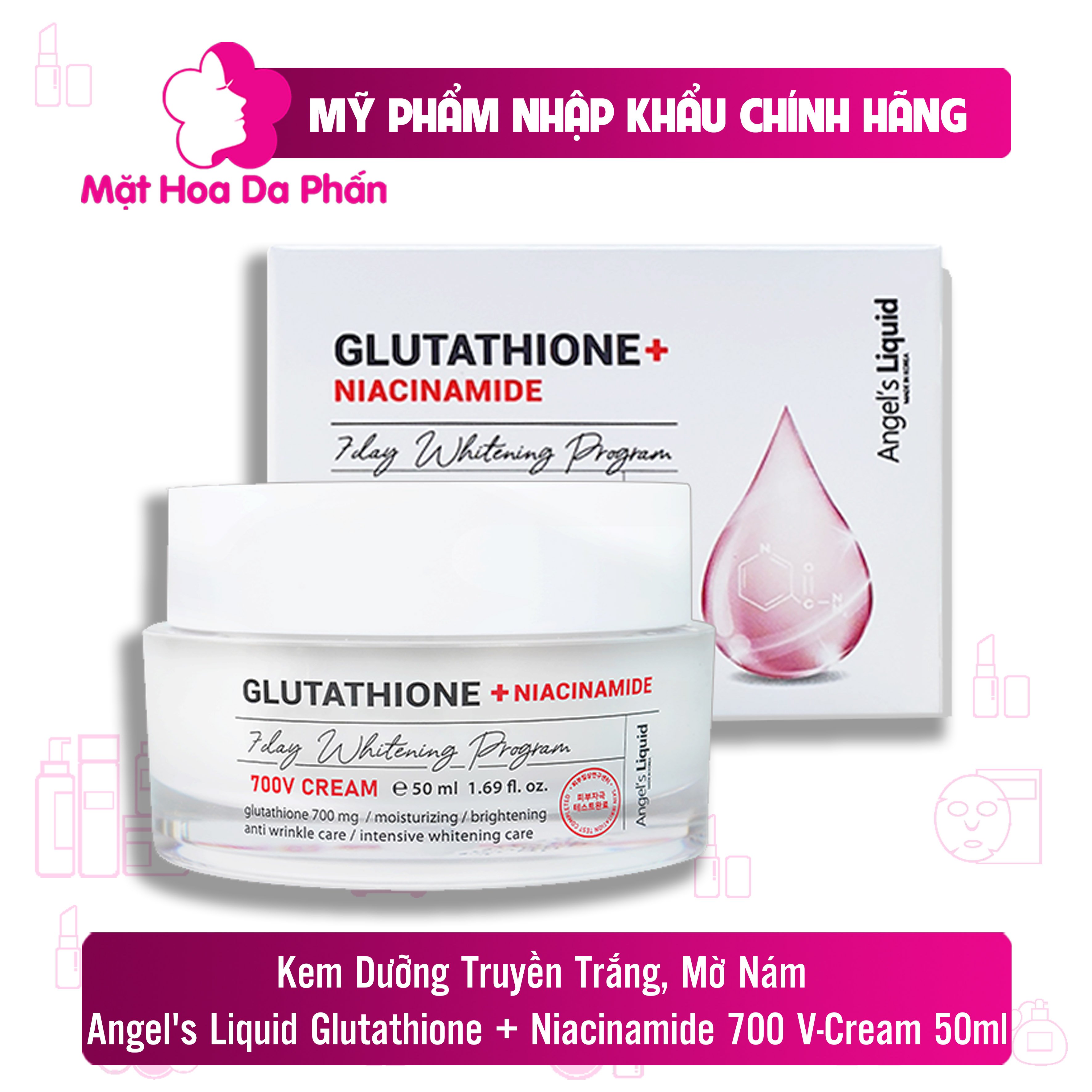 Kem Trị Nám Truyền Trắng Angels Liquid Glutathione + Niacinamide 700 V - Cream 50Ml