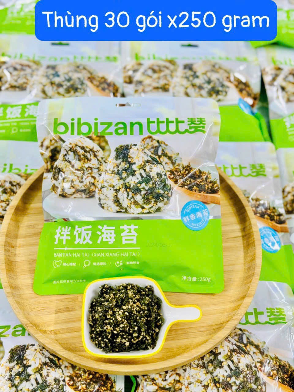 Combo 3 Gói Rong Biển Ăn Liền Bibizan Gói 250 Gram Rong Biển Trộn Cơm Siêu Ngon Cho Bé