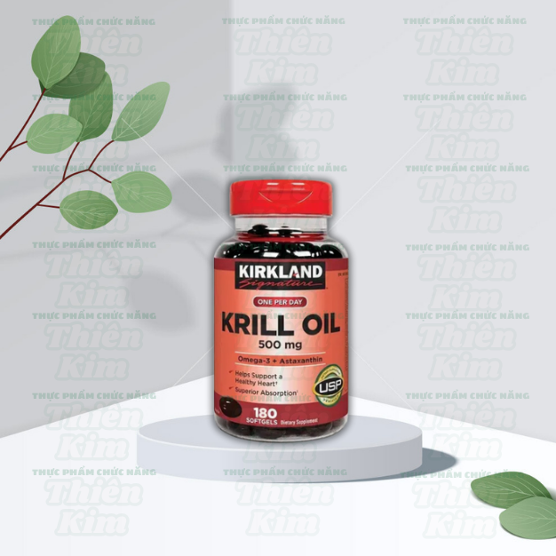 Dầu nhuyễn thể Kirkland Krill Oil Omega3 + Astaxanthin 500mg 180 viên của Mỹ