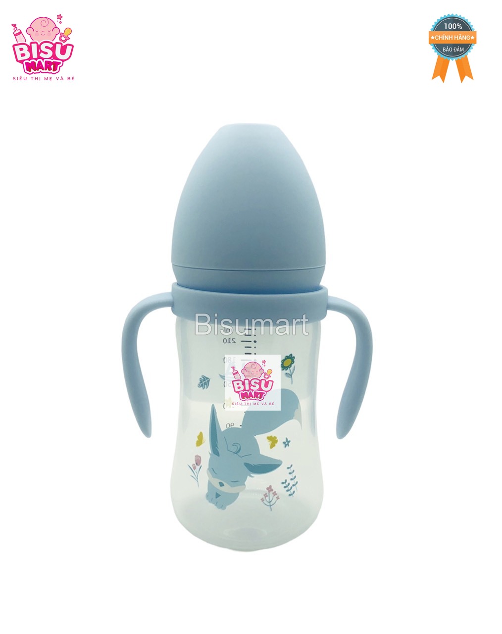 Bình Sữa Cổ Rộng PP AKI 180ml - 240ml - 300ml (tặng kèm núm vú cổ rộng)