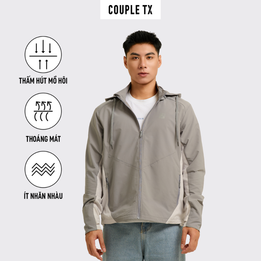 Áo Khoác Chống Nắng Nam COUPLE TX - Áo Khoác Chống Tia UV Pro Phối Màu Có Nón Nón Có Thể Tháo Rời  C
