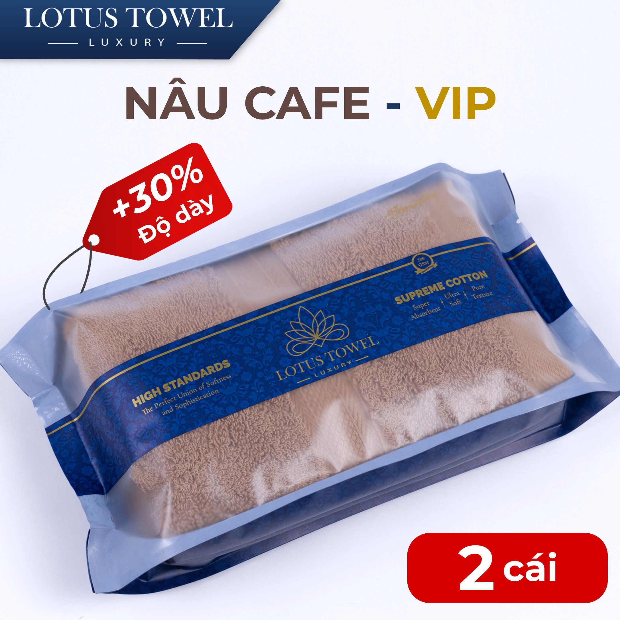 Bộ 2 Khăn Tắm 70x140cm LOTUS TOWEL 100% Cotton Cao Cấp Mềm Mịn Thấm Hút Không Ra Màu