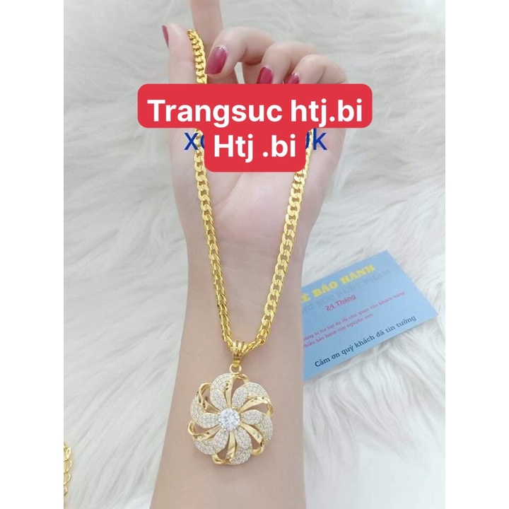 dây chuyền nữ mạ vàng dây khoen lật mặt hoa tròn xinh xắn htj