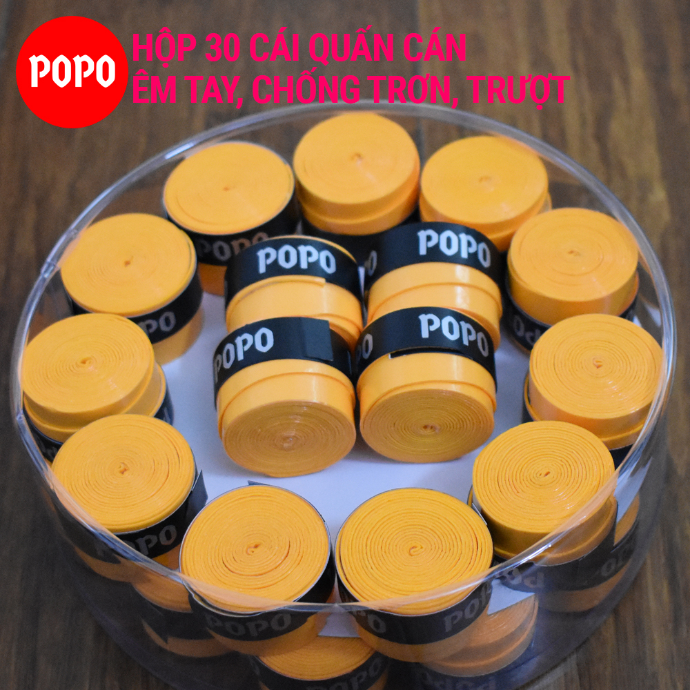 Cuốn cán vợt cầu lông (Hộp 30 cái) POPO OG1 quấn cán tennis cầu lông mềm mại thoáng khí độ bền cao