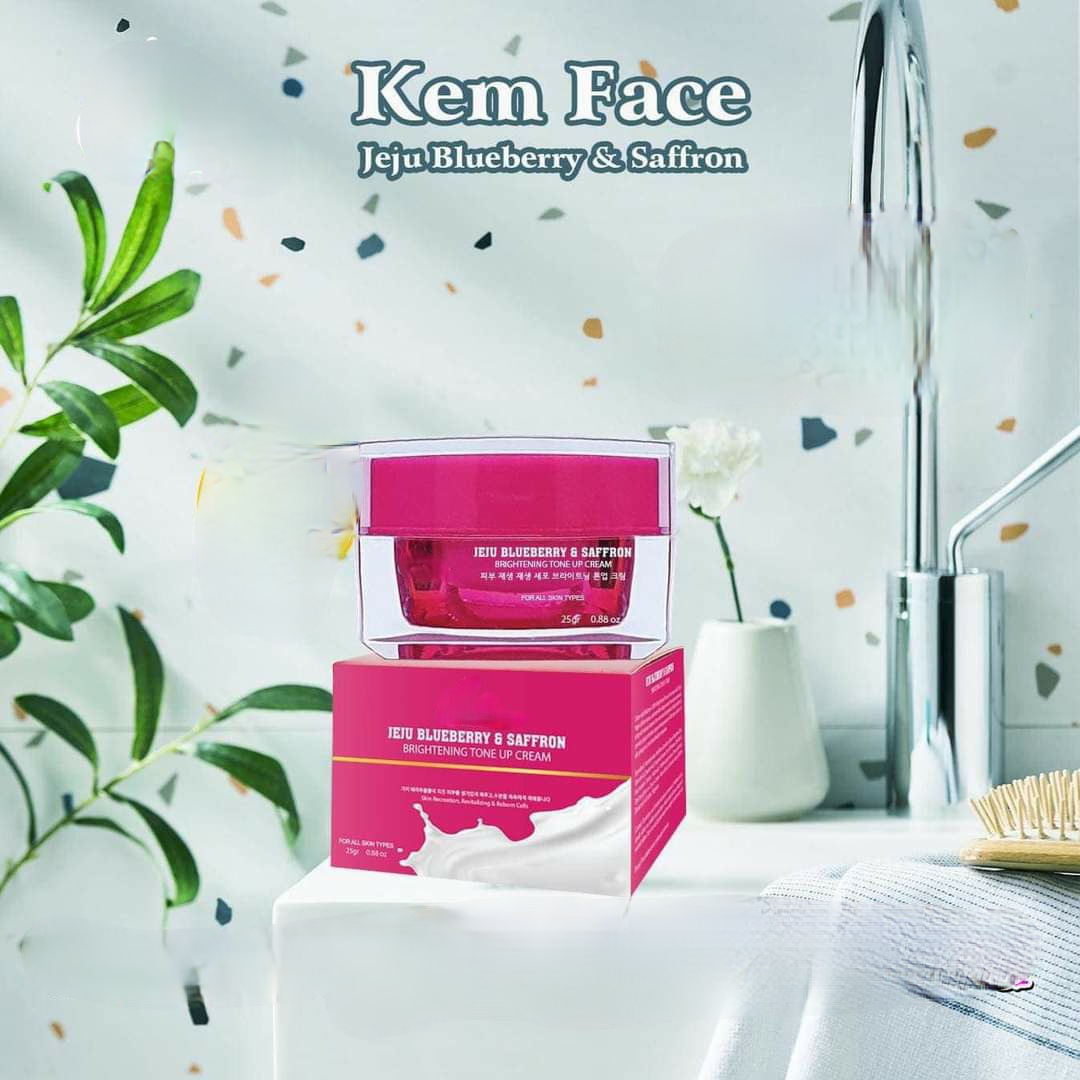 [Hcm]Kem Face Dưỡng Trắng Da Jeju Blueberry & Saffon Brightening Tone Up Cream