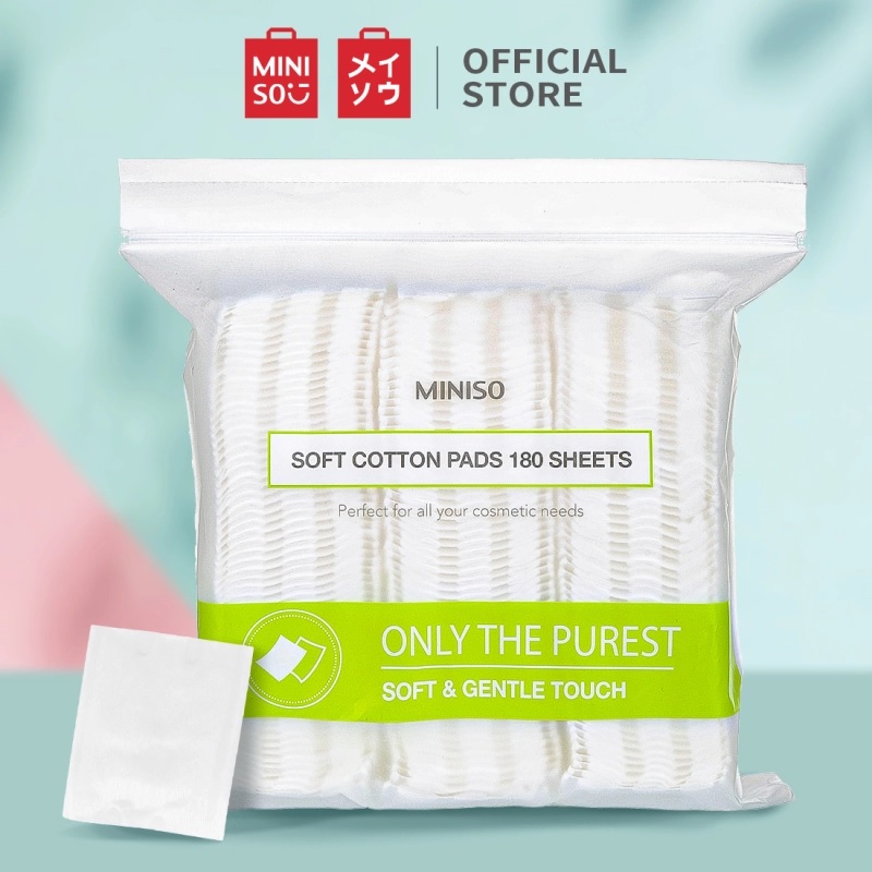 Bông Tẩy Trang Miniso Cotton 2 Lớp 180 Miếng Bông Tẩy Trang Miniso Nhật Bản 180 Miếng Bông Tẩy Trang Miniso Mềm Mại Tiết Kiệm Nước Dưỡng Bông Tẩy Trang 100% Cotton Tự Nhiên Saikou Beauty