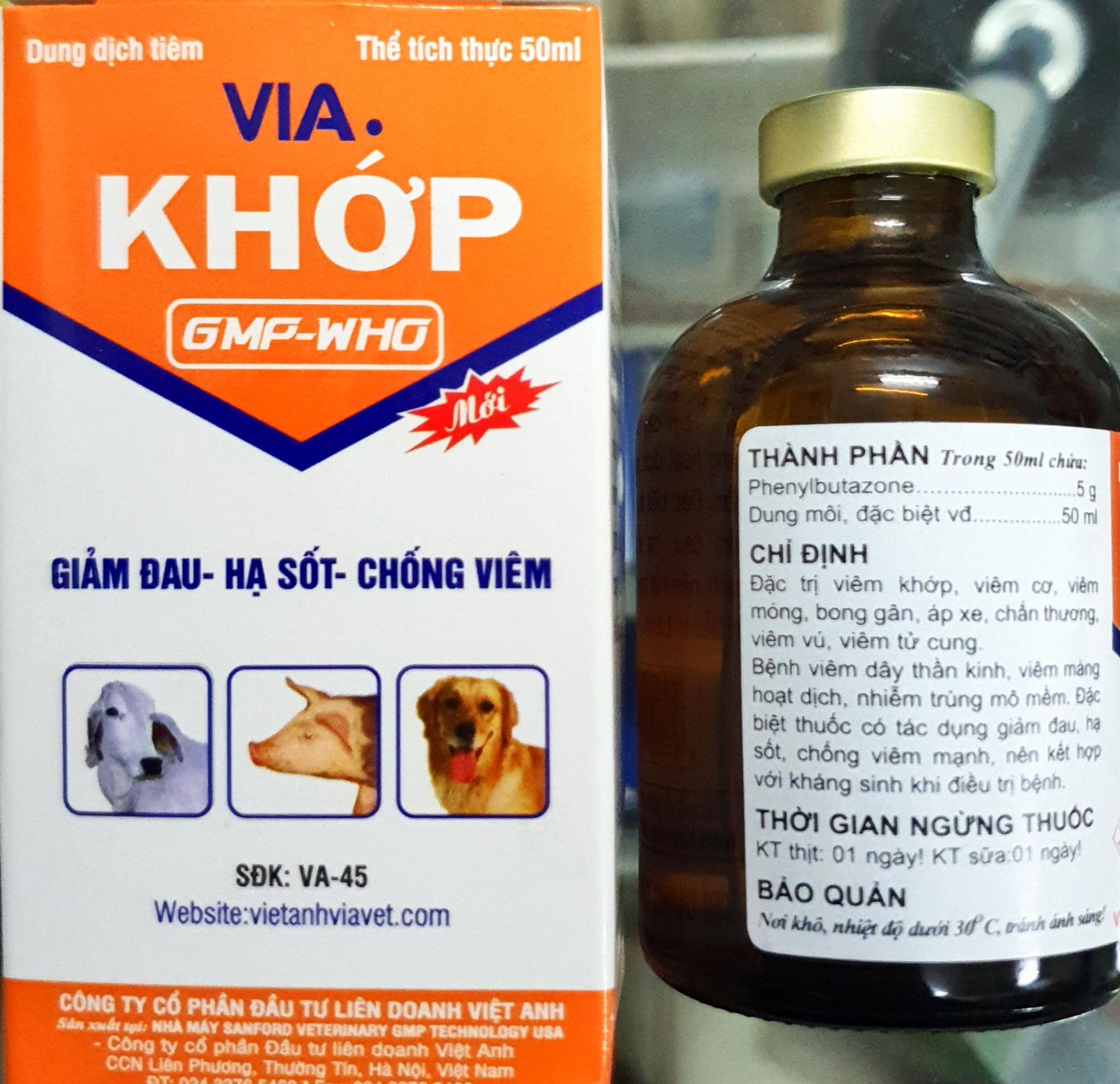 VIA Khớp (chai 50ml) - Đặc tr.i. viêm khớp viêm cơ áp xe giảm đau hạ sốt cho gà đá (Chó có thể cho u