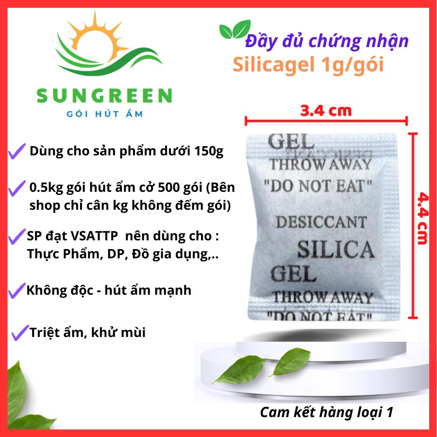 [HCM][Silicagel] Đóng túi 500g Gói Hút Ẩm loại 1/2/3/5/10/20/50/100g Silica Gel -Hạt chống ẩm mốc kh