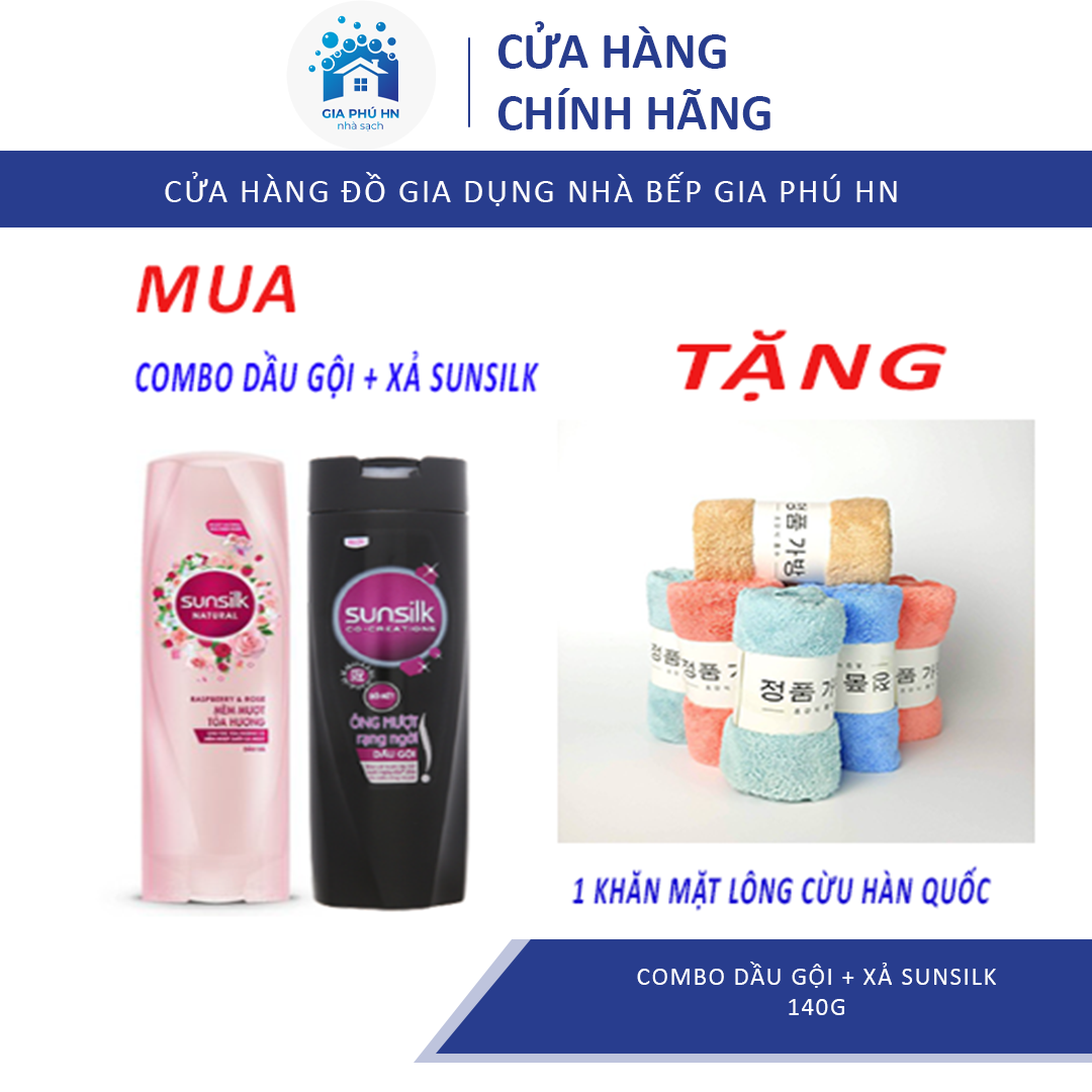 [ Tặng 1 Khăn Mặt Lông Cừu ] Combo Dầu Gội + Dầu Xả Sunsilk Natural Mềm Mượt Toả Hương 140g