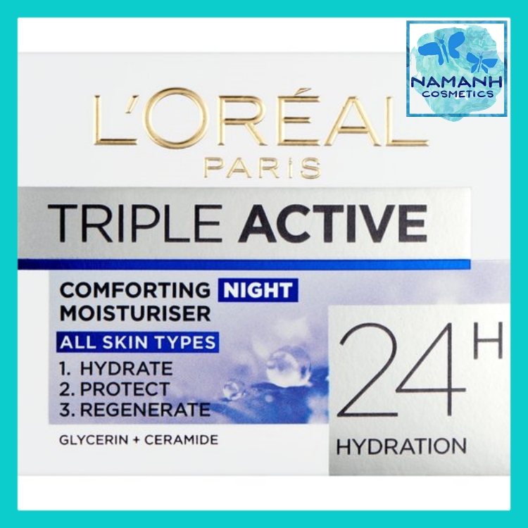 Kem Dưỡng 3 Tác Động Dưỡng Ẩm Bảo Vệ Và Phục Hồi Ban Đêm Loreal Paris Triple Active Night Cream 50Ml