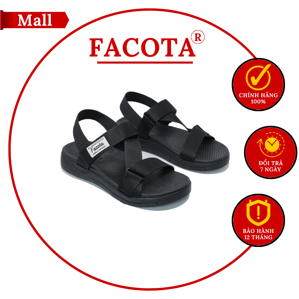 [FREESHIP] Giày sandal Facota nữ chính hãng CL01 ĐEN FULL  Facota đen nam nữ Sandal đi học đi chơi S