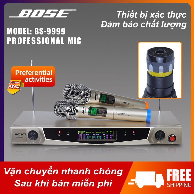 Micro Không Dây Bose BS 9999 Tặng Kèm 2 Chống Lăn Micro - Micro Karaoke Không Dây Tần Sóng UHF 